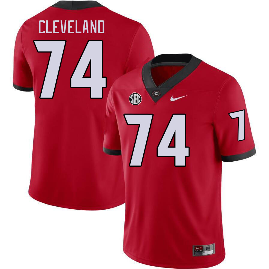 #74 Ben Cleveland Georgia Bulldogs Jerseys Football Stitched-Retro Red